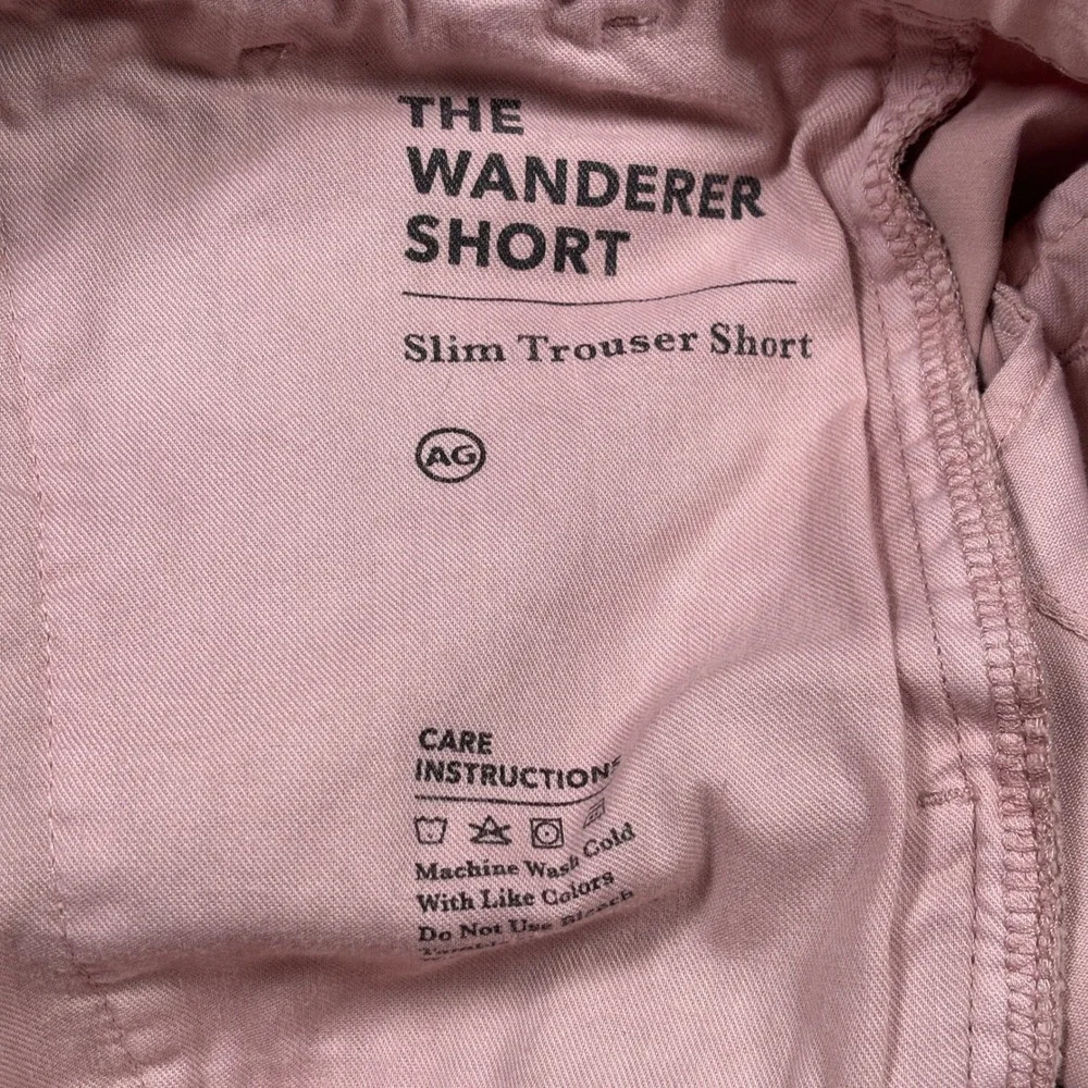 AG Adriano Goldschmied Wanderer Shorts Mens 33 Pink Slim Trouser Stretch Sateen